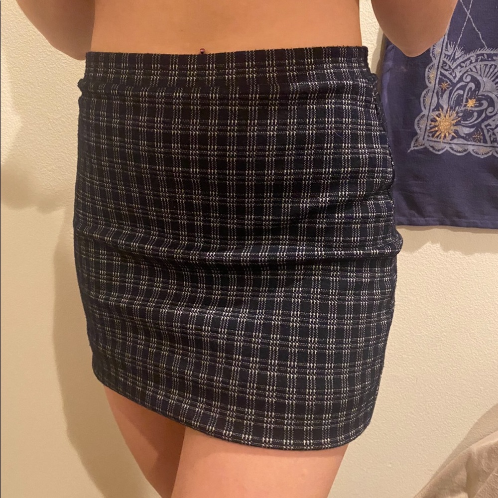 Navy Plaid Skirt